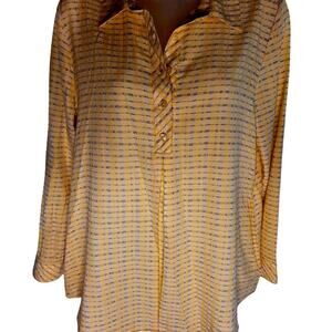 Christopher Banks Women Button up Long Sleeve Shirt Yellow Sz P SM
